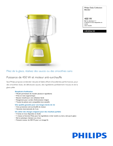 Philips HR2056/30 Daily Collection Blender Manuel utilisateur | Fixfr