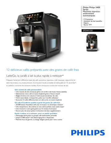 Philips EP5441/50 Philips 5400 Series Machines espresso entièrement automatiques Manuel utilisateur | Fixfr