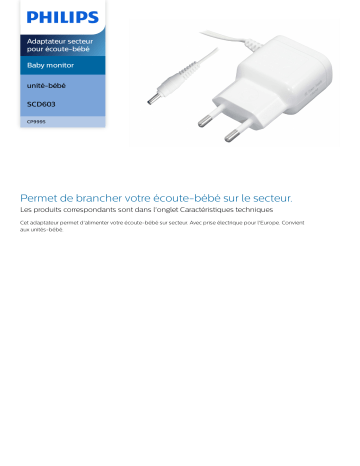 Philips CP9995/01 Baby monitor Adaptateur secteur pour écoute-bébé Manuel utilisateur | Fixfr