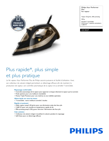 Philips GC4527/00R1 Azur Performer Plus Fer vapeur Manuel utilisateur | Fixfr