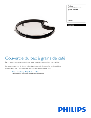 Philips CP0592/01 Couvercle du bac à grains de café Manuel utilisateur | Fixfr