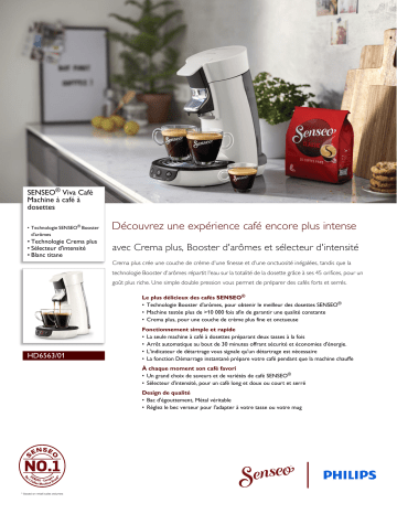 SENSEO® HD6563/01 SENSEO® Viva Café Machine à café à dosettes Manuel utilisateur | Fixfr