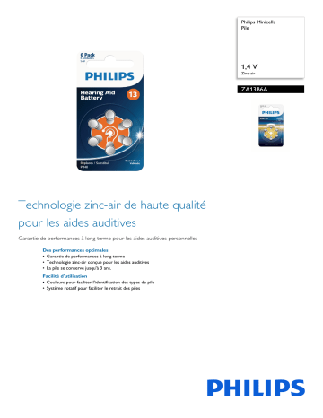 Philips ZA13B6A/59 Minicells Pile Manuel utilisateur | Fixfr