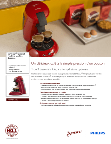 SENSEO® HD7817/92 SENSEO® Original Machine à café à dosettes Manuel utilisateur | Fixfr