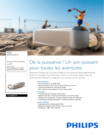 Philips TAS7807W/00 Enceinte sans fil Manuel utilisateur | Fixfr