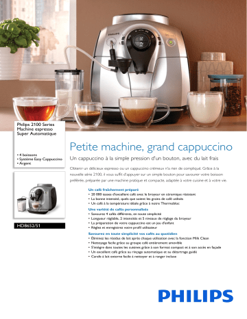 Philips HD8652/51 2100 Series Machine espresso Super Automatique Manuel utilisateur | Fixfr