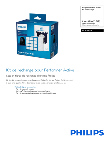 Philips FC8059/01 Performer Active Kit de rechange Manuel utilisateur | Fixfr