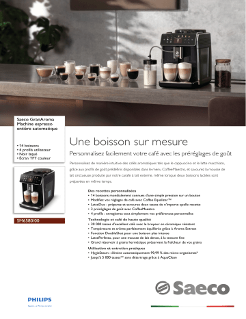 Saeco SM6580/00 Saeco GranAroma Machine espresso entière automatique Manuel utilisateur | Fixfr