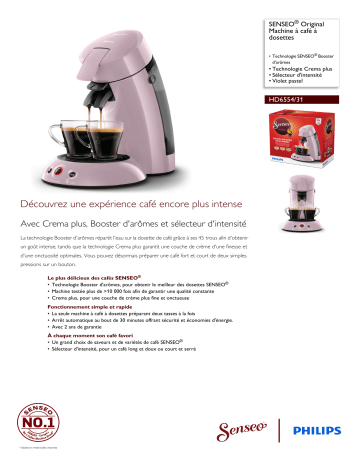 SENSEO® HD6554/31 SENSEO® Original Machine à café à dosettes Manuel utilisateur | Fixfr