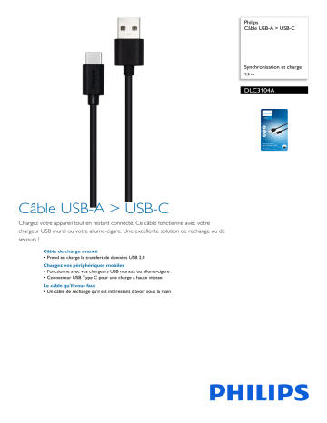 Philips DLC3104A/03 Câble USB-A > USB-C Manuel utilisateur | Fixfr