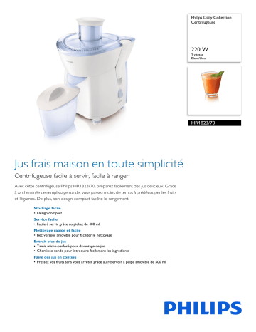 Philips HR1823/70 Daily Collection Centrifugeuse Manuel utilisateur | Fixfr