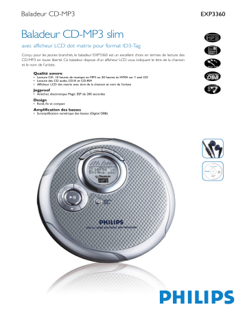 Philips EXP3360/00Z Baladeur CD Manuel utilisateur | Fixfr