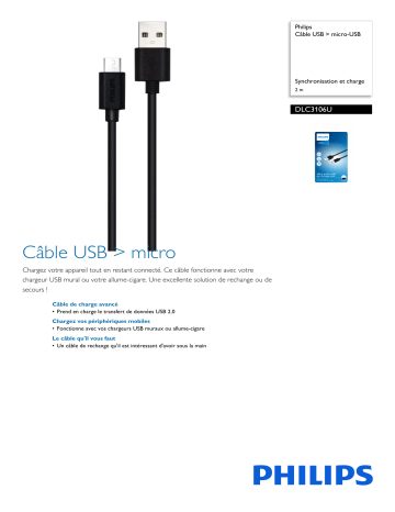 Philips DLC3106U/03 Câble USB > micro-USB Manuel utilisateur | Fixfr