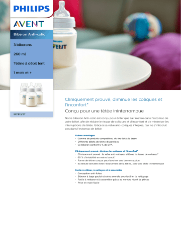 Avent SCF813/37 Avent Biberon Anti-colic Manuel utilisateur | Fixfr