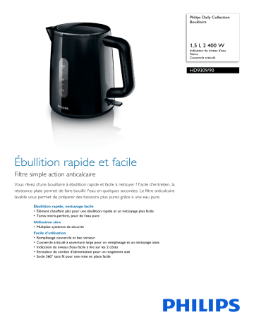 Philips HD9309/90 Daily Collection Bouilloire Manuel utilisateur | Fixfr