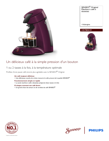 SENSEO® HD7804/41 SENSEO® Original Machine à café à dosettes Manuel utilisateur | Fixfr
