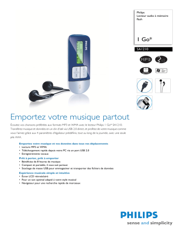 Philips SA1210/02 Baladeur audio à mémoire flash Manuel utilisateur | Fixfr