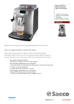 Saeco HD8752/95 Saeco Intelia Evo Machine espresso Super Automatique Manuel utilisateur