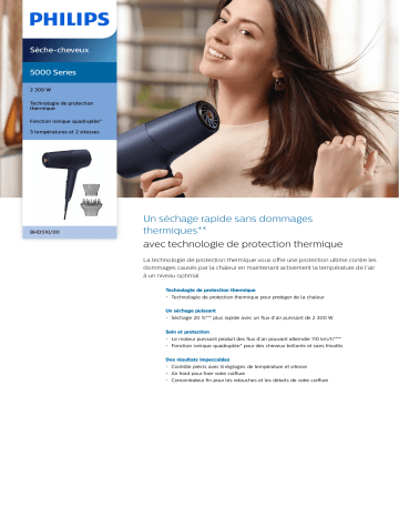 Philips BHD510/00 5000 Series Sèche-cheveux Manuel utilisateur | Fixfr
