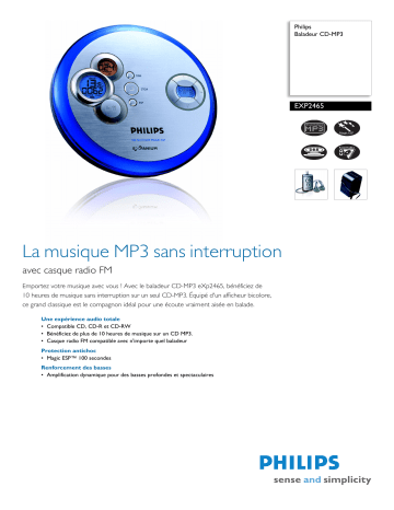 Philips EXP2465/00 Baladeur CD-MP3 Manuel utilisateur | Fixfr