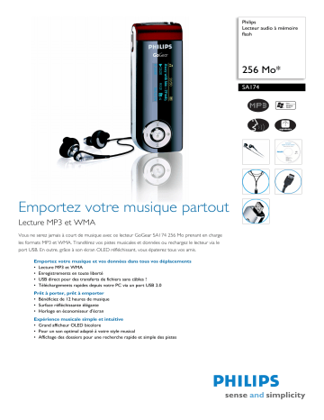 Philips SA174/00 Baladeur audio à mémoire flash Manuel utilisateur | Fixfr