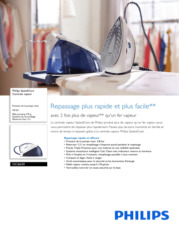 Philips GC6630/20 SpeedCare Centrale vapeur Manuel utilisateur | Fixfr