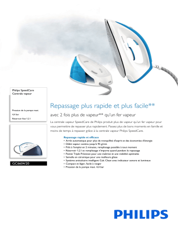 Philips GC6604/20 SpeedCare Centrale vapeur Manuel utilisateur | Fixfr