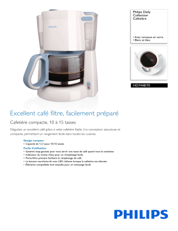 Philips HD7448/70 Daily Collection Cafetière Manuel utilisateur | Fixfr