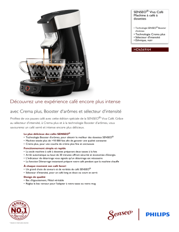 SENSEO® HD6569/64 SENSEO® Viva Café Machine à café à dosettes Manuel utilisateur | Fixfr