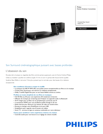 Philips HTB5255D/12 Home Cinéma Blu-ray 3D 2 enceintes Manuel utilisateur | Fixfr