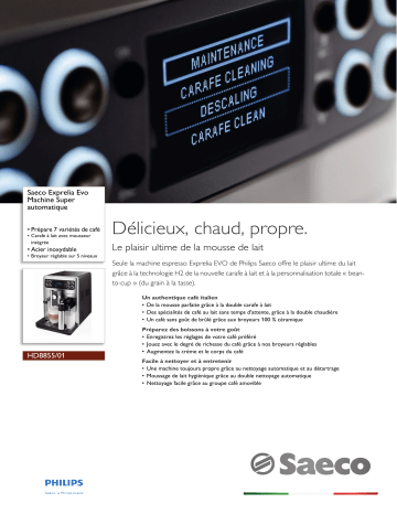 Saeco HD8855/01 Saeco Exprelia Evo Machine espresso Super Automatique Manuel utilisateur | Fixfr