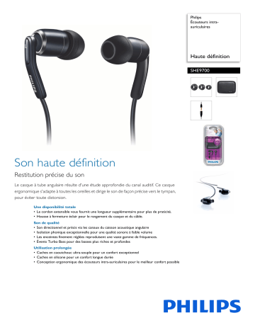 Philips SHE9700/00 Écouteurs intra-auriculaires Manuel utilisateur | Fixfr