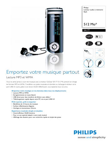 Philips SA177/00 Baladeur audio à mémoire flash Manuel utilisateur | Fixfr
