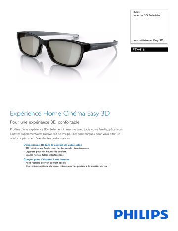 Philips PTA416/00 Lunettes 3D Polarisée Manuel utilisateur | Fixfr