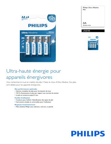 Philips LR6E4B/40 Ultra Alkaline Pile Manuel utilisateur | Fixfr