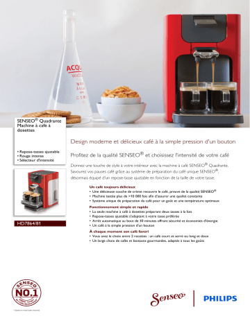 SENSEO® HD7864/81 SENSEO® Quadrante Machine à café à dosettes Manuel utilisateur | Fixfr