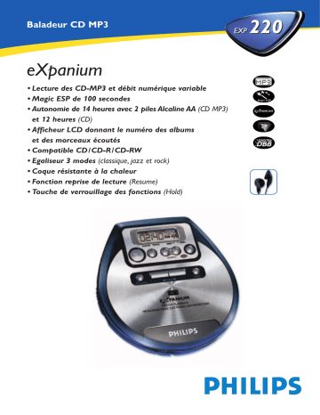 Philips EXP220/00Z Baladeur CD Manuel utilisateur | Fixfr