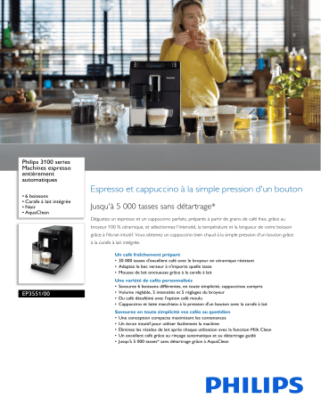 Philips EP3551/00 3100 series Machines espresso entièrement automatiques Manuel utilisateur | Fixfr