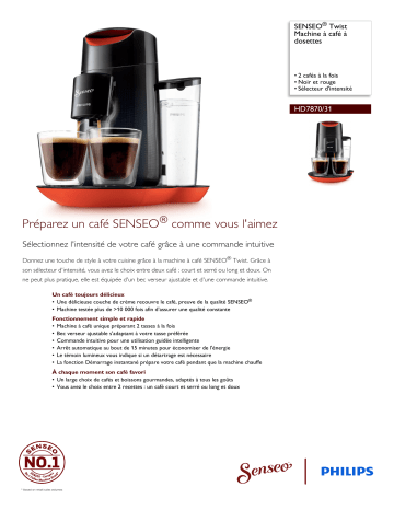 SENSEO® HD7870/31 SENSEO® Twist Machine à café à dosettes Manuel utilisateur | Fixfr