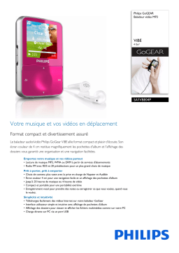 Philips SA1VBE04P/02 GoGEAR Baladeur vidéo MP3 Manuel utilisateur