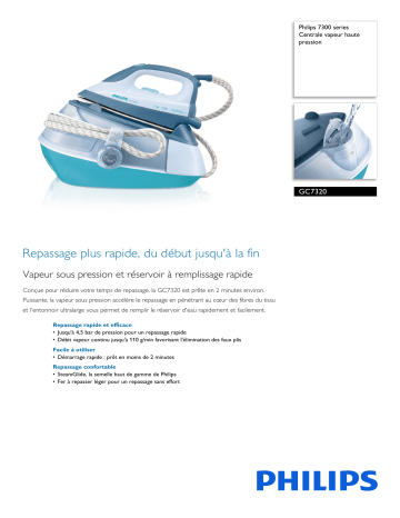 Philips GC7320/02 7300 series Centrale vapeur haute pression Manuel utilisateur | Fixfr