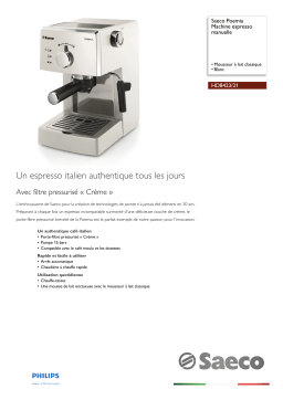 Saeco HD8423/21 Saeco Poemia Machine espresso manuelle Manuel utilisateur