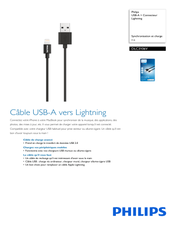 Philips DLC3106V/03 USB-A > Connecteur Lightning Manuel utilisateur | Fixfr