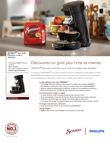 SENSEO® HD7829/63 SENSEO® Viva Café Machine à café à dosettes Manuel utilisateur | Fixfr