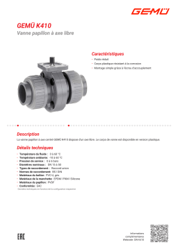 Gemu K410 Butterfly valve Fiche technique