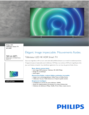 Philips 65PUS7556/12 LED Téléviseur Smart TV 4K UHD Manuel utilisateur | Fixfr
