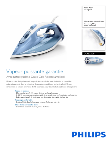 Philips GC4532/20 Azur Fer vapeur Manuel utilisateur | Fixfr