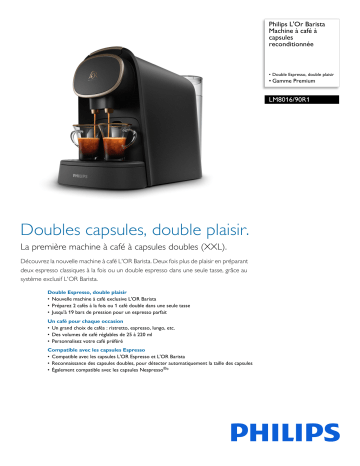 Philips LM8016/90R1 L'Or Barista Machine à café à capsules reconditionnée Manuel utilisateur | Fixfr