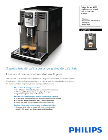 Philips EP5314/10 Series 5000 Machine expresso à café grains avec broyeur Manuel utilisateur | Fixfr