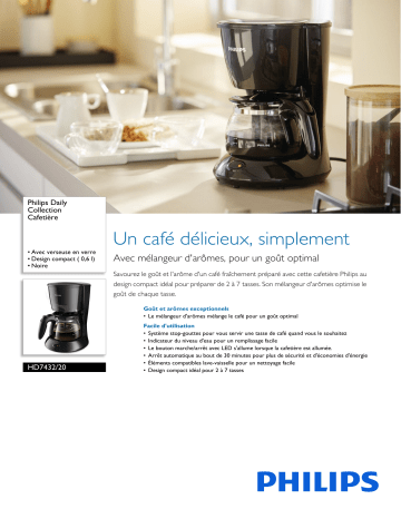 Philips HD7432/20 Daily Collection Cafetière Manuel utilisateur | Fixfr